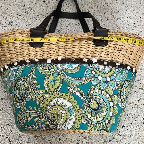 Vera Bradley rattan raffia beach pool bag peacock teal new - Picture 3 of 7